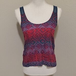 Kirra Red and Blue Geometric Tank Top